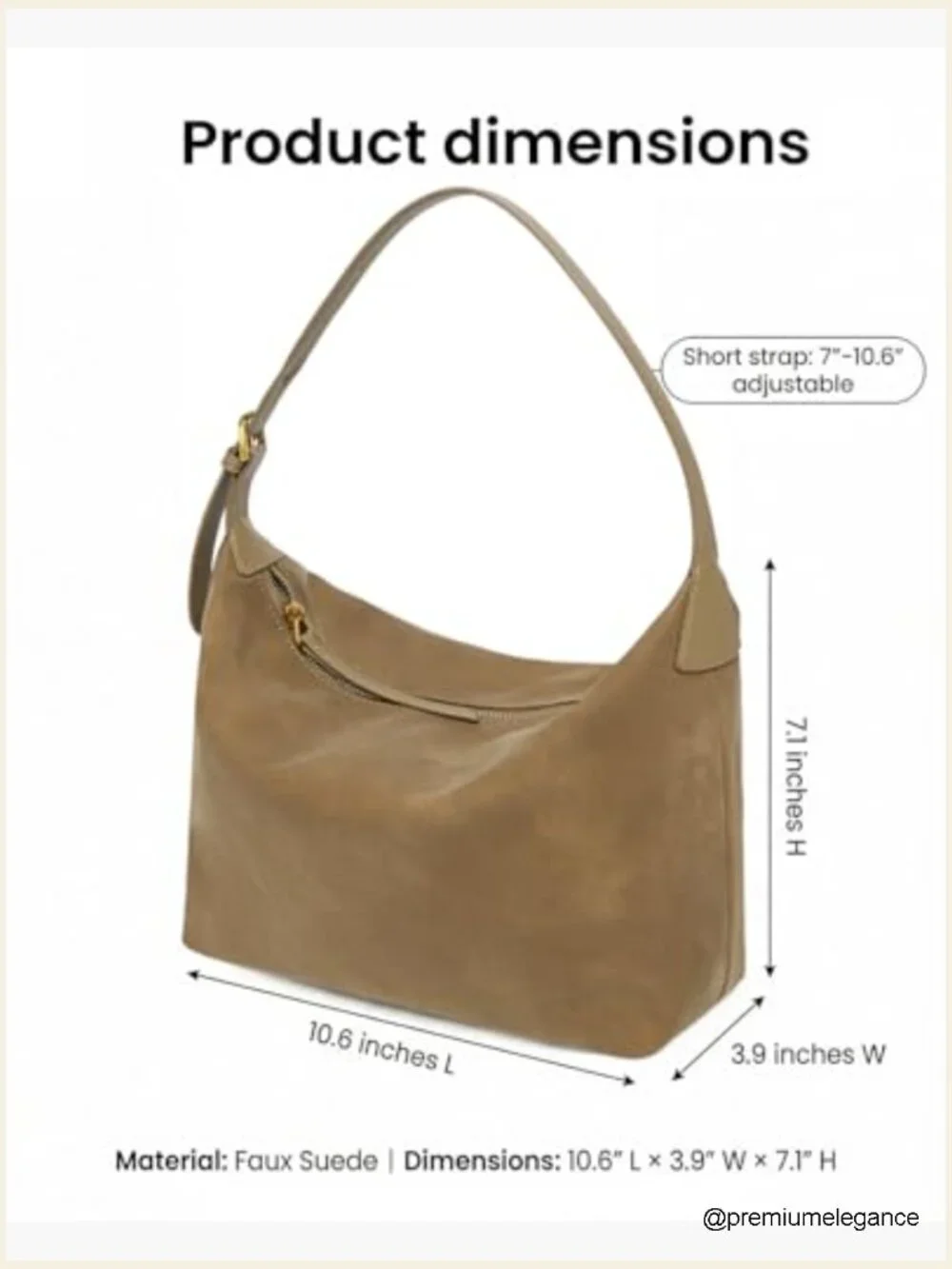 Medium Suede Hobo Bag with Adjustable Strap Crossbody Purse Slouchy Handbag